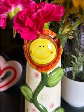 Whimsical Sunflower Ceramic Vase